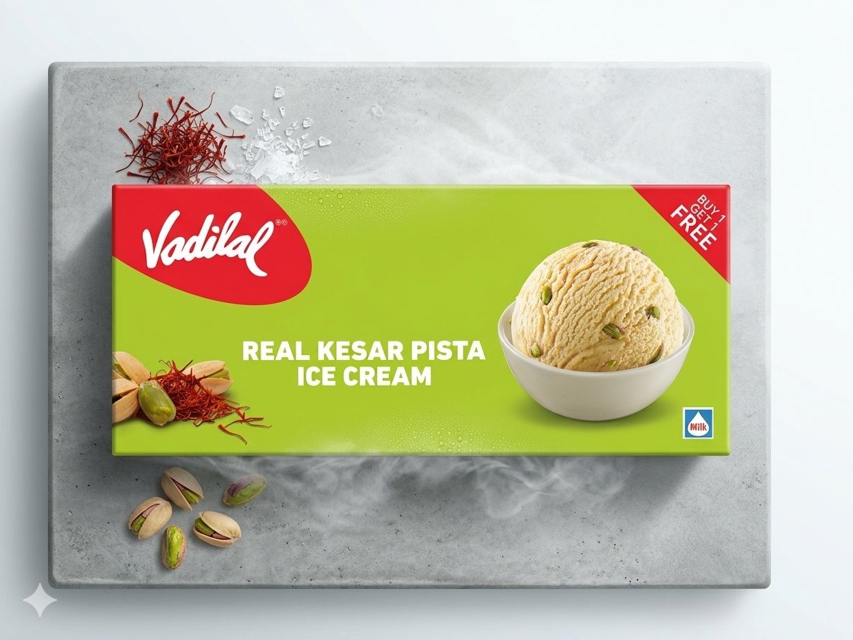 Vadilal Real Kesar Pista Ice Cream BUY 1 GET 1